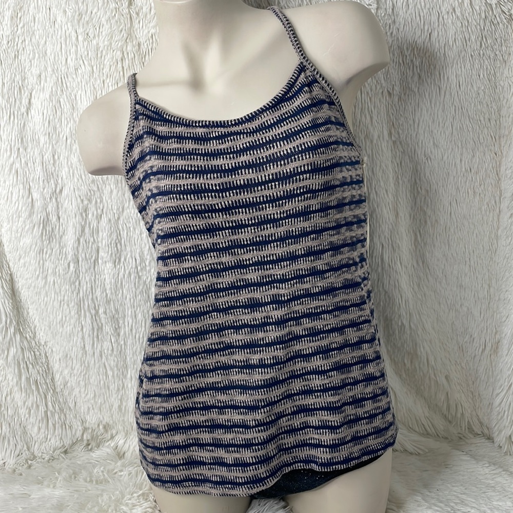 a.n.a Navy and White Striped Tank Top